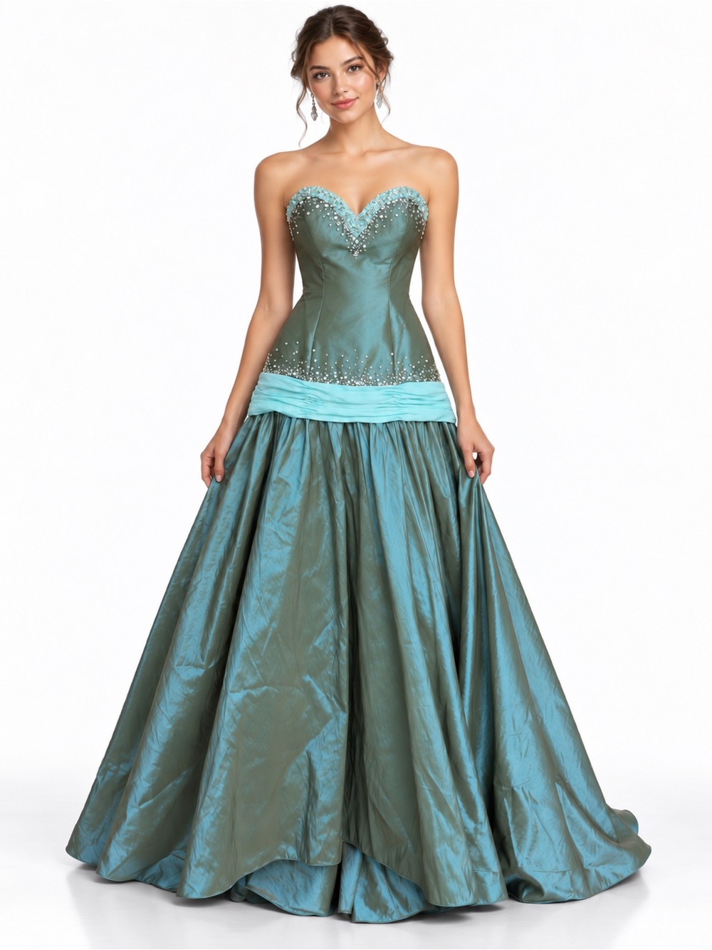 Maggie Sottero Strapless Teal Ball Gown size 4